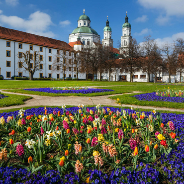 View from the courtyard garden to the baroque basilica St. Lorenz in springtime 1000 Jigsaw Puzzle 3D Modell