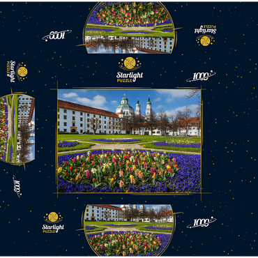View from the courtyard garden to the baroque basilica St. Lorenz in springtime 1000 Jigsaw Puzzle box 3D Modell