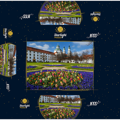 View from the courtyard garden to the baroque basilica St. Lorenz in springtime 1000 Jigsaw Puzzle box 3D Modell