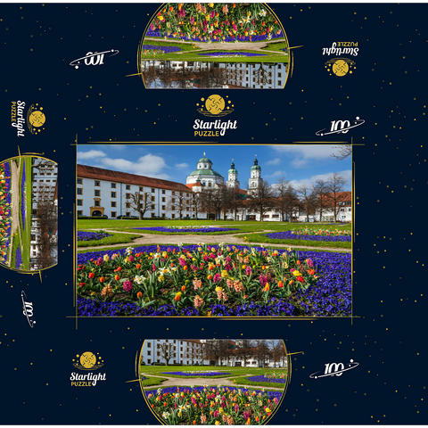 View from the courtyard garden to the baroque basilica St. Lorenz in springtime 100 Jigsaw Puzzle box 3D Modell