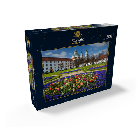 View from the courtyard garden to the baroque basilica St. Lorenz in springtime 500 Jigsaw Puzzle box view1