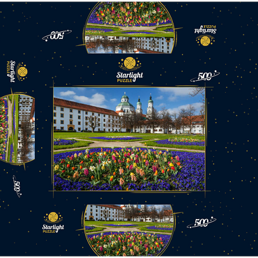 View from the courtyard garden to the baroque basilica St. Lorenz in springtime 500 Jigsaw Puzzle box 3D Modell