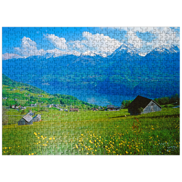 puzzleplate View over Lake Walen towards Mürtschenstock (2441m), Amden, Canton St. Gallen 500 Jigsaw Puzzle