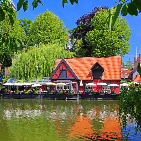 Small pond with restaurant Faergekroen in amusement park Tivoli 1000 Jigsaw Puzzle 3D Modell