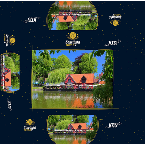 Small pond with restaurant Faergekroen in amusement park Tivoli 1000 Jigsaw Puzzle box 3D Modell