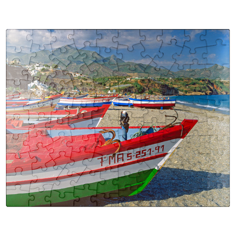 puzzleplate Fishing boats on the beach of Nerja, Malaga, Andalusia, Spain 100 Jigsaw Puzzle