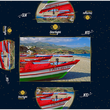 Fishing boats on the beach of Nerja, Malaga, Andalusia, Spain 100 Jigsaw Puzzle box 3D Modell