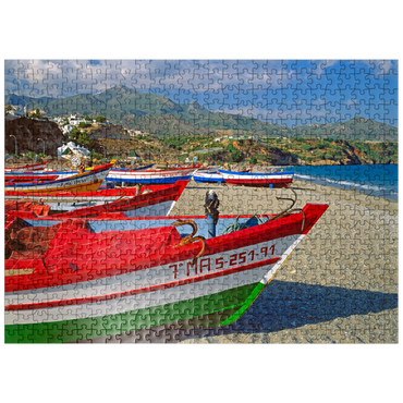 puzzleplate Fishing boats on the beach of Nerja, Malaga, Andalusia, Spain 500 Jigsaw Puzzle