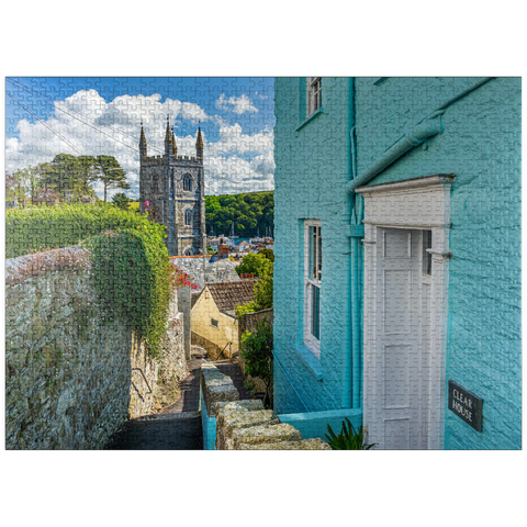 puzzleplate Parish Church of St Fimbarrus in Fowey on the Fowey River, Cornwall 1000 Jigsaw Puzzle