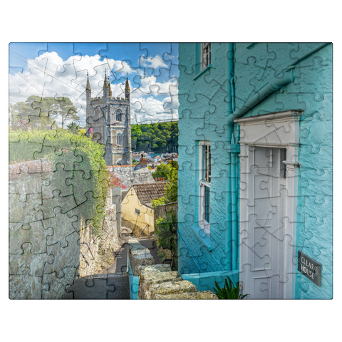 puzzleplate Parish Church of St Fimbarrus in Fowey on the Fowey River, Cornwall 100 Jigsaw Puzzle