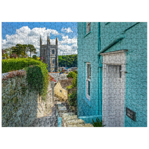 puzzleplate Parish Church of St Fimbarrus in Fowey on the Fowey River, Cornwall 500 Jigsaw Puzzle