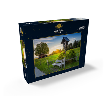 Cross with bench at sunset on Aidlinger Höhe 1000 Jigsaw Puzzle box view1