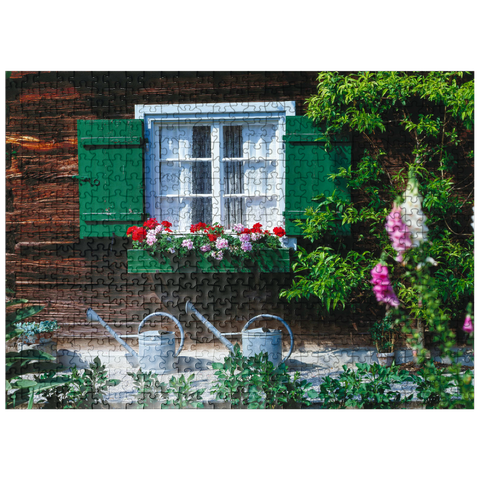 puzzleplate Old farmhouse window in Upper Bavaria, Bavaria, Germany 500 Jigsaw Puzzle