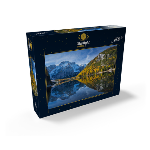 Braies Lake in the Fanes-Sennes-Braies Nature Park against Seekofel, Dolomites, Trentino-South Tyrol 500 Jigsaw Puzzle box view1