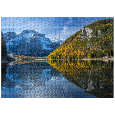 puzzleplate Braies Lake in the Fanes-Sennes-Braies Nature Park against Seekofel, Dolomites, Trentino-South Tyrol 500 Jigsaw Puzzle