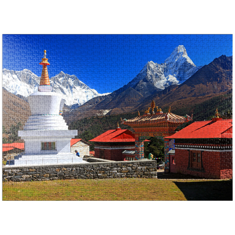 puzzleplate Stupa in the Buddhist monastery complex Tengpoche against Mount Everest 1000 Jigsaw Puzzle