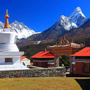 Stupa in the Buddhist monastery complex Tengpoche against Mount Everest 1000 Jigsaw Puzzle 3D Modell