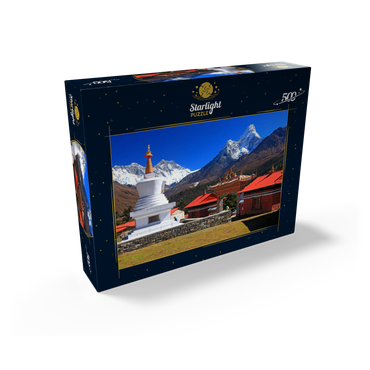 Stupa in the Buddhist monastery complex Tengpoche against Mount Everest 500 Jigsaw Puzzle box view1