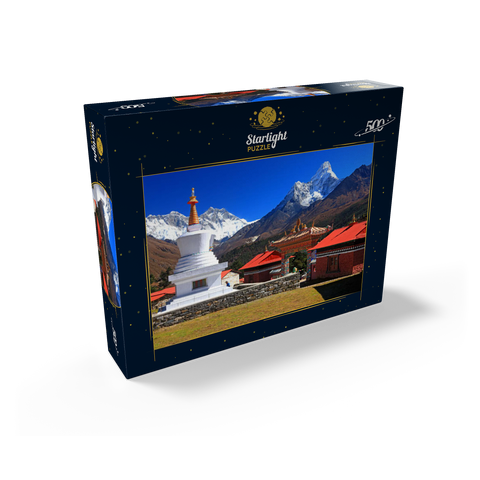 Stupa in the Buddhist monastery complex Tengpoche against Mount Everest 500 Jigsaw Puzzle box view1