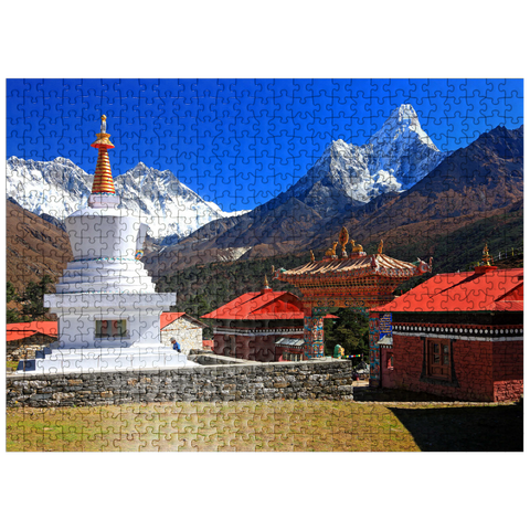 puzzleplate Stupa in the Buddhist monastery complex Tengpoche against Mount Everest 500 Jigsaw Puzzle
