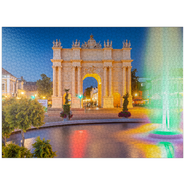 puzzleplate Fountain in front of the Brandenburg Gate at Luisenplatz in the evening 1000 Jigsaw Puzzle