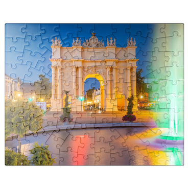 puzzleplate Fountain in front of the Brandenburg Gate at Luisenplatz in the evening 100 Jigsaw Puzzle