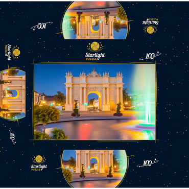 Fountain in front of the Brandenburg Gate at Luisenplatz in the evening 100 Jigsaw Puzzle box 3D Modell