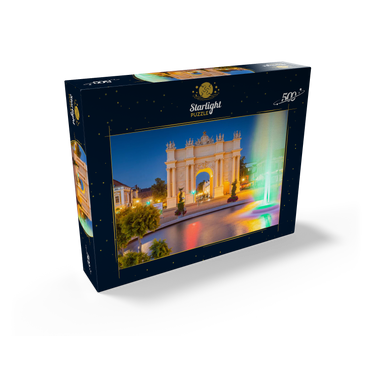 Fountain in front of the Brandenburg Gate at Luisenplatz in the evening 500 Jigsaw Puzzle box view1
