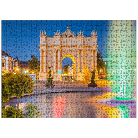 puzzleplate Fountain in front of the Brandenburg Gate at Luisenplatz in the evening 500 Jigsaw Puzzle