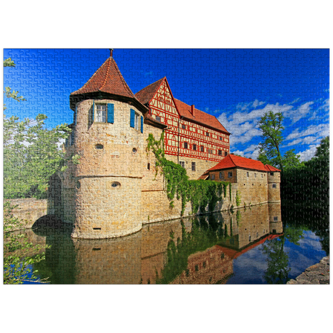 puzzleplate Wasserschloss Unsleben, Lower Franconia, Bavaria, Germany 1000 Jigsaw Puzzle