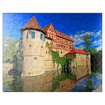 puzzleplate Wasserschloss Unsleben, Lower Franconia, Bavaria, Germany 100 Jigsaw Puzzle
