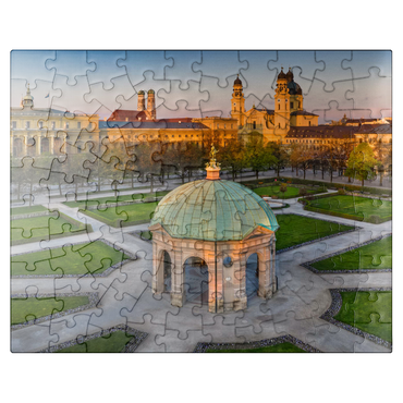 puzzleplate Diana temple with the Frauenkirche and the Theatinerkirche in the sunrise 100 Jigsaw Puzzle