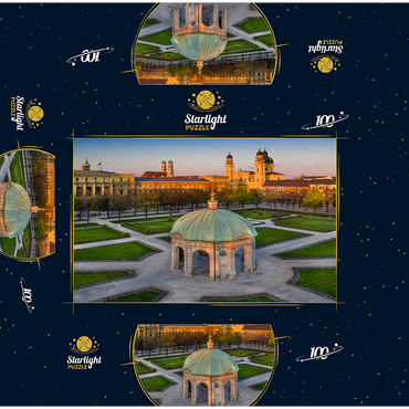 Diana temple with the Frauenkirche and the Theatinerkirche in the sunrise 100 Jigsaw Puzzle box 3D Modell