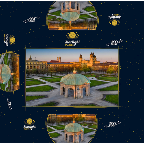 Diana temple with the Frauenkirche and the Theatinerkirche in the sunrise 100 Jigsaw Puzzle box 3D Modell