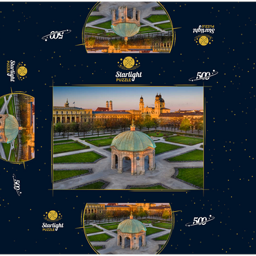 Diana temple with the Frauenkirche and the Theatinerkirche in the sunrise 500 Jigsaw Puzzle box 3D Modell