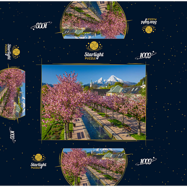 Blossoming cherry trees, cherry blossom in Berchtesgaden spa garden with Watzmann mountain 1000 Jigsaw Puzzle box 3D Modell