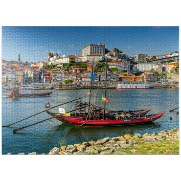 puzzleplate Rabelo boats on the river Douro with view to the old town Ribeira of Porto 1000 Jigsaw Puzzle