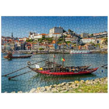 puzzleplate Rabelo boats on the river Douro with view to the old town Ribeira of Porto 500 Jigsaw Puzzle