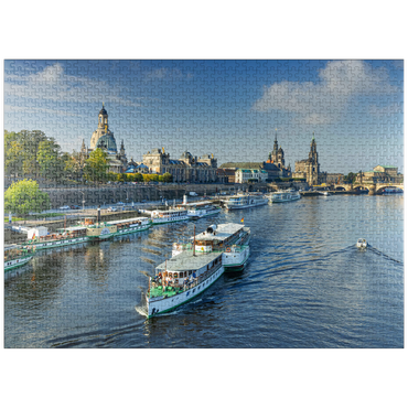 puzzleplate Terrace bank with the ships of the White Fleet, Brühl Terrace on the Elbe River 1000 Jigsaw Puzzle