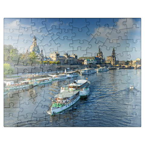 puzzleplate Terrace bank with the ships of the White Fleet, Brühl Terrace on the Elbe River 100 Jigsaw Puzzle