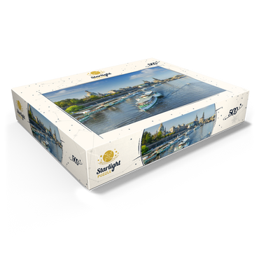 Terrace bank with the ships of the White Fleet, Brühl Terrace on the Elbe River 500 Jigsaw Puzzle box view1