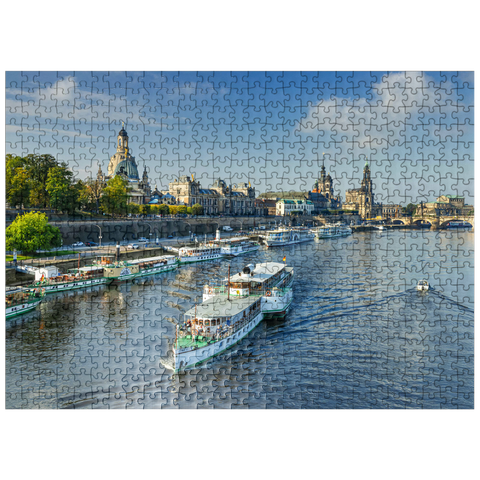 puzzleplate Terrace bank with the ships of the White Fleet, Brühl Terrace on the Elbe River 500 Jigsaw Puzzle