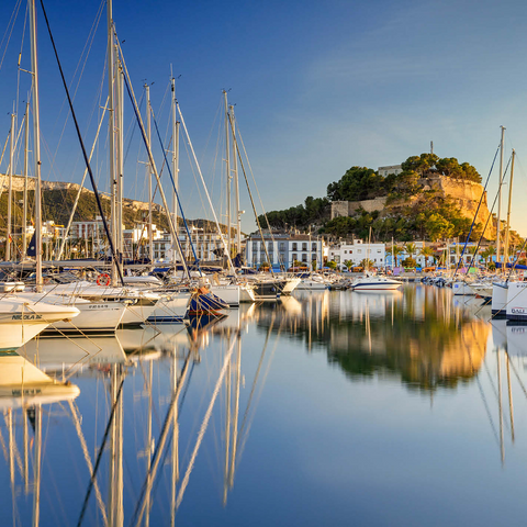 Evening at the port with the Castillo in Denia, Costa Blanca, Spain 1000 Jigsaw Puzzle 3D Modell