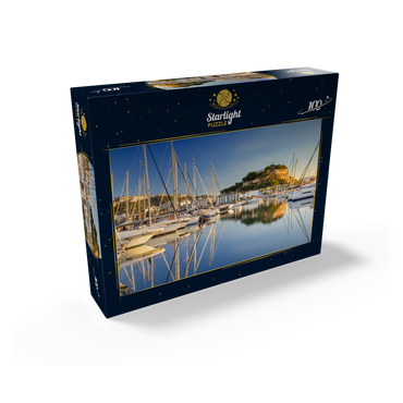 Evening at the port with the Castillo in Denia, Costa Blanca, Spain 100 Jigsaw Puzzle box view1