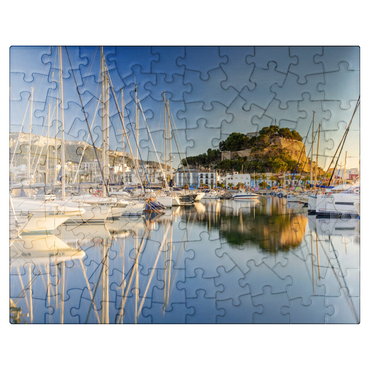puzzleplate Evening at the port with the Castillo in Denia, Costa Blanca, Spain 100 Jigsaw Puzzle