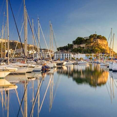 Evening at the port with the Castillo in Denia, Costa Blanca, Spain 100 Jigsaw Puzzle 3D Modell