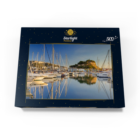 Evening at the port with the Castillo in Denia, Costa Blanca, Spain 500 Jigsaw Puzzle box view1