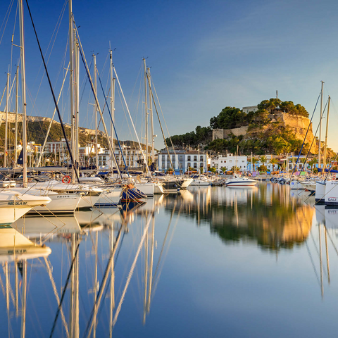 Evening at the port with the Castillo in Denia, Costa Blanca, Spain 500 Jigsaw Puzzle 3D Modell