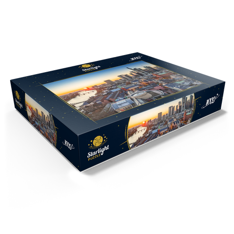 View from the Kaiserdom over the Neue Altstadt to the Römer with the Paulskirche in one evening 1000 Jigsaw Puzzle box view1