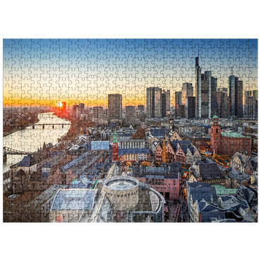 puzzleplate View from the Kaiserdom over the Neue Altstadt to the Römer with the Paulskirche in one evening 500 Jigsaw Puzzle